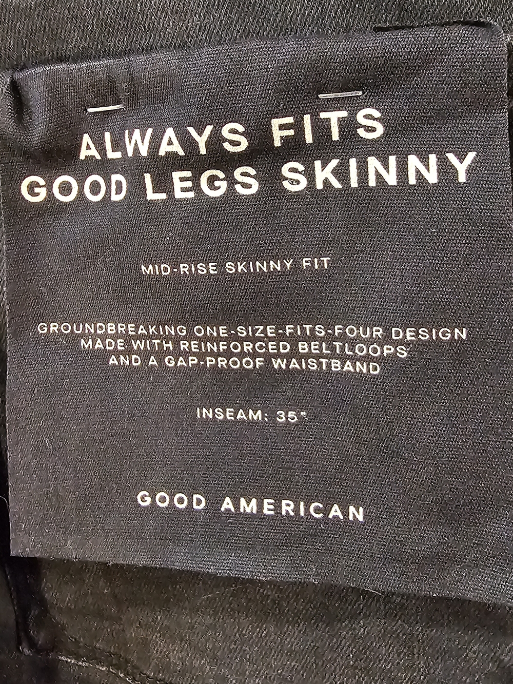 GOOD AMERICAN Good Legs Skinny Jeans NWT Black Wash Slit Hem 35” Stretch Denim - Picture 6 of 9